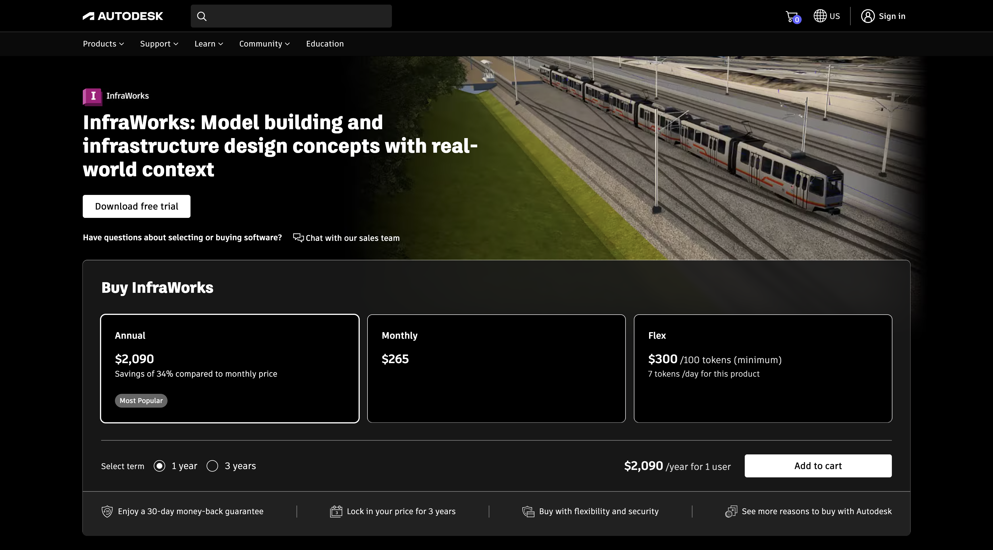 Autodesk InfraWorks interface showing terrain mapping, infrastructure planning tools, and 3D landscape view.